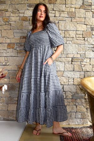 Nonni Gingham Darling Dress Navy